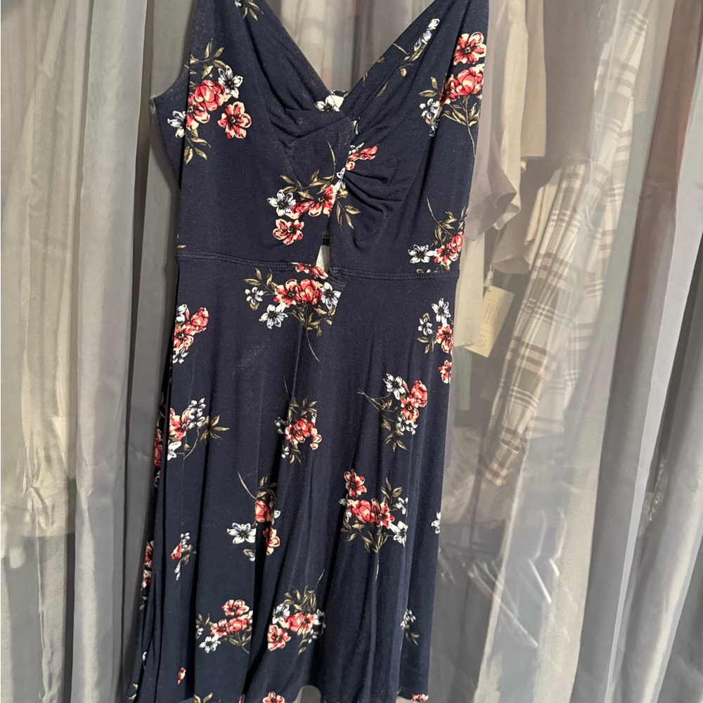 Garage Navy Floral Midi Dress